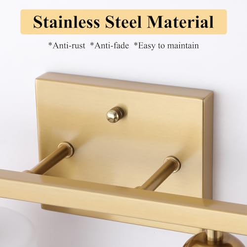 Stainless Steel Milk Glass Vanity Lights for Bathroom