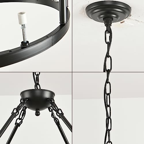 Black Wagon Wheel Chandelier 32 inch
