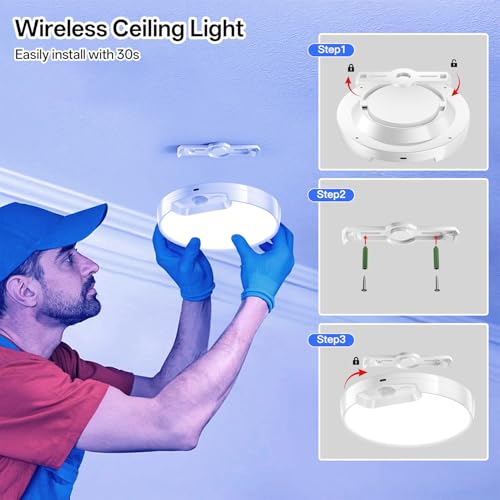 RGB Rechargeable Shower Motion Sensor Ceiling Light with Remote