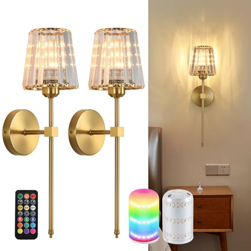 Battery Operated Crystal Wall Sconces Set of 2