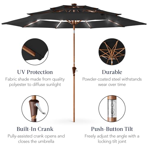 10ft 3 Tier Solar Patio Market Umbrella