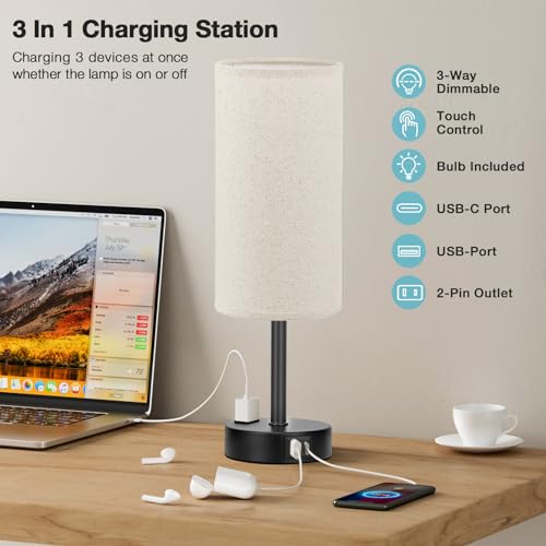 Beige Bedside Lamp for Bedroom