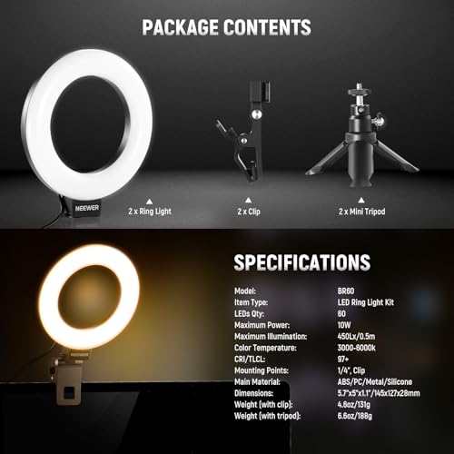 BASICS 5" Ring Light for Video Conference Lighting (2 Count)