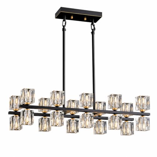 20 Light Linear Crystal Chandelier for Dining Room Kitchen Island 32inch