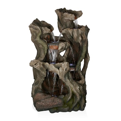WIN1398 Outdoor Cascading Willow Tree Floor Fountain with Cool White LED Lights