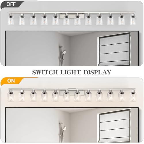 Brushed Nickel Bathroom Vanity Light Over Mirror 12 Light 78in