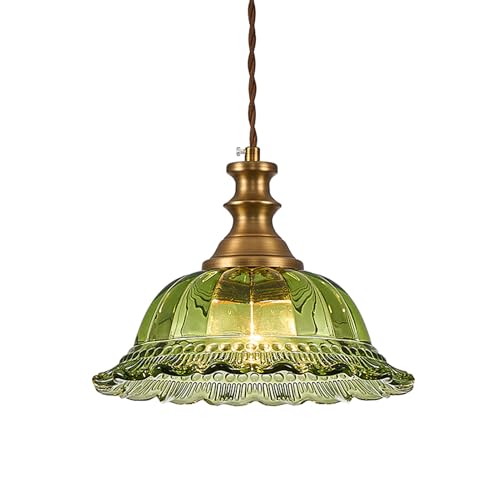 Glass Pendant Lights Modern Pendant Lighting Fixtures Hanging Lamp for Kitchen Island Bedroom Dining Room Coffee Shop Hallway Green and Brass