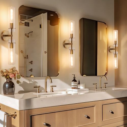 Brass Gold 2 Light Knurled Wall Sconce
