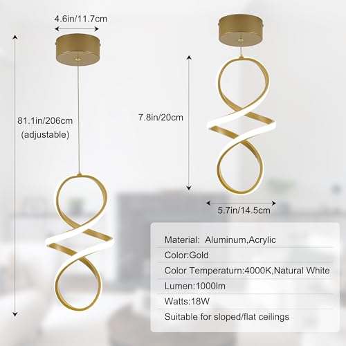 Spiral Kitchen Island Pendant Lights (3 Count)