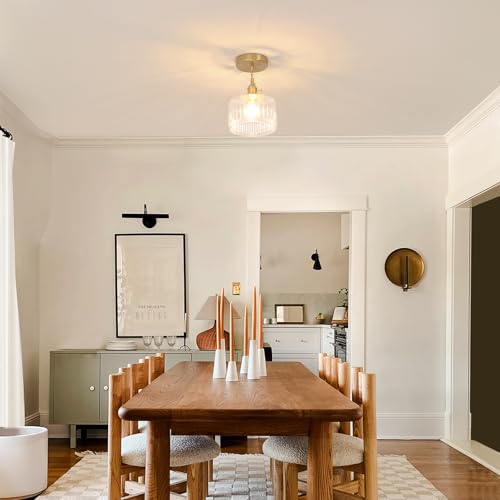 Pendant Light with Clear Striped Glass Lmapshade