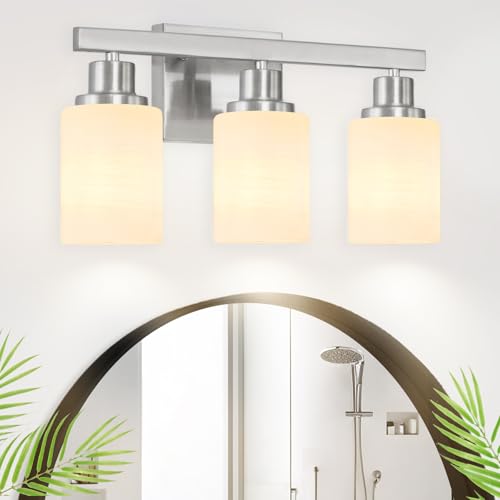 3 Light Bathroom Light Fixtures Brushed Nickel Vanity Light 17in (3 Count)