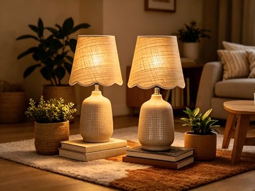 19" Modern Ceramic Table Lamp for Living Room Gray Camel Base Desk Lamps for Bedroom Farmhouse Bedside Nightstand Lamp End Table Lamps