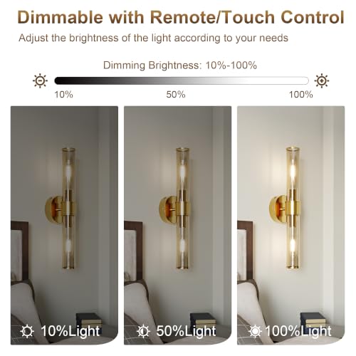 Champagne Gold Battery Operated Wall Sconces Set of 2