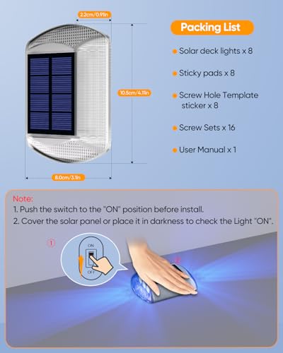 Blue Solar Dock Lights for Outside IP68 Waterproof Led 8 Pack (8 Count)