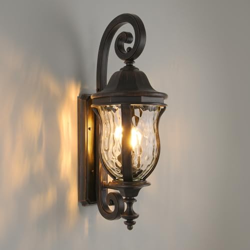 Black Brush Red Exterior Wall Sconces