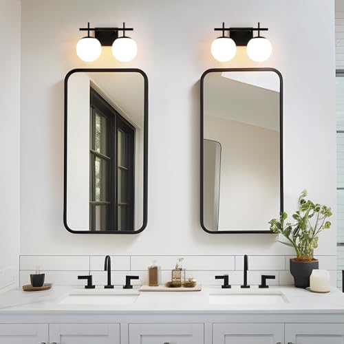 Black Bathroom Light Fixture Over Mirror (2 Count)