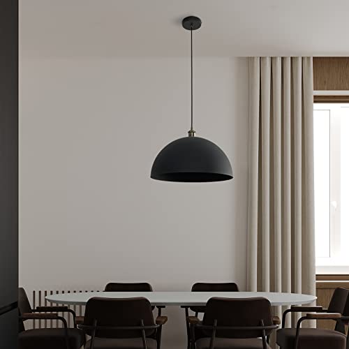 Vintage Black Pendant Light 17.72'' Retro Farmhouse Large Dome Pendant Lamp Modern Industrial Chandelier for Wire length 78.74 '' for Kitchen Island