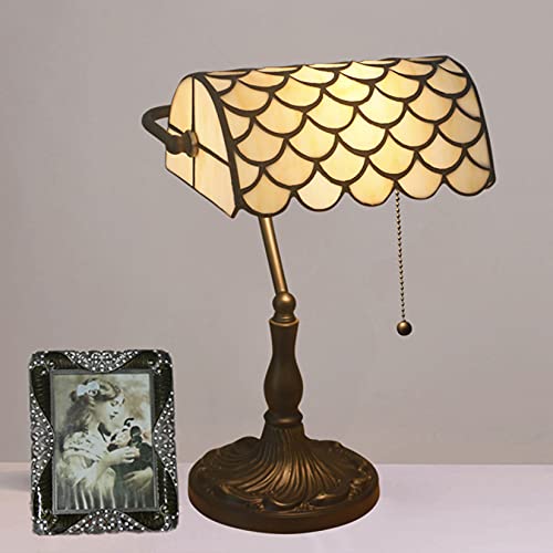 Tiffany Style Bankers Table Lamp Stained Glass Piano Desk Lamp Vintage Bedroom Bedside Lamp for Study