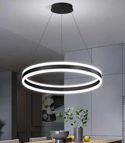 D23.6'' Modern Ring Chandelier for Dining Room LED Dimmable Pendant Lighting High Ceiling Chandelier for Living Room Foyer Bedroom Entryway 3000K