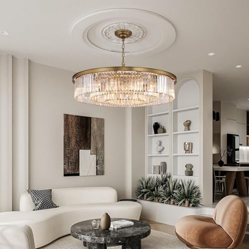 Large Crystal Chandelier Modern Luxury Pendant Ceiling Lights Fixture Antique Gold Chandelier for Dining Room Living Room 12