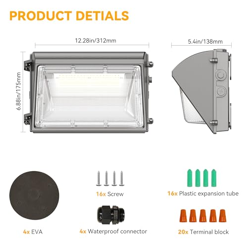 60W LED Wall Pack Light with Dusk to Dawn Photocell (4 Count)