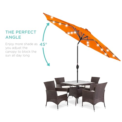 10ft Solar Polyester LED Lighted Patio Umbrella w