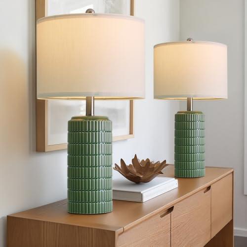 24" Modern Ceramic Table Lamps Set of 2 for Bedroom (2 Count)
