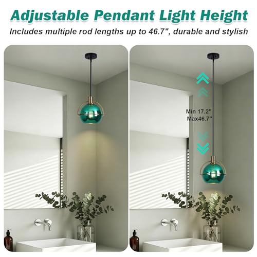 2 Pack Modern Green Glass Pendant Light (2 Count)