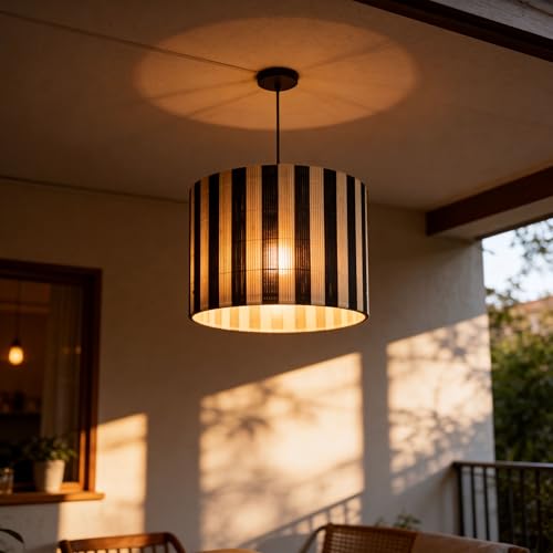 Modern Classical Pendant lamp shade Art decorative Black Stripes 13.8x9Inch