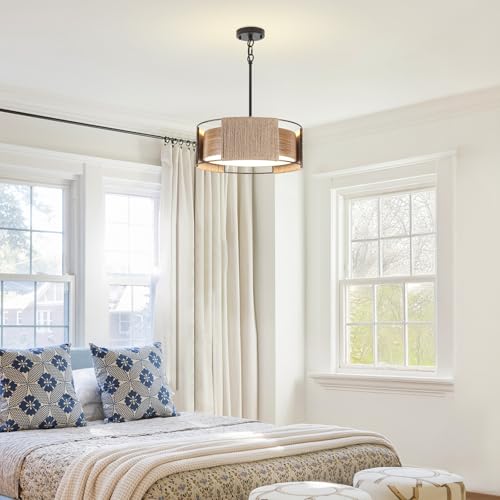 15.74'' Rattan Chandelier Dual