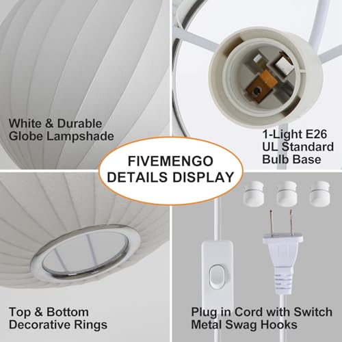 15.7in Plug in Hanging Lamp Large Lantern (Plug in White Round / 15.7in)