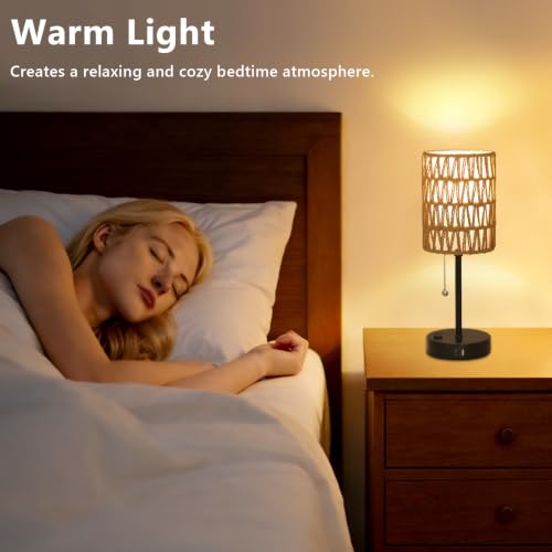 Rattan Bedside Table Lamps Set of 2 (2 Count)