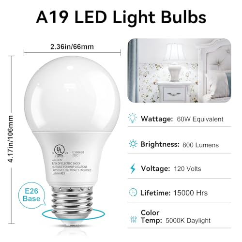 8 Pack LED Light Bulbs 60 Watt Equivalent (8 Count)
