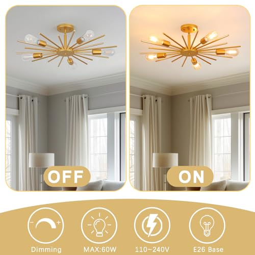 Gold Semi Flush Mount Ceiling Light