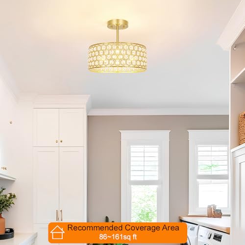 Gold Crystal Ceiling Light Fixture