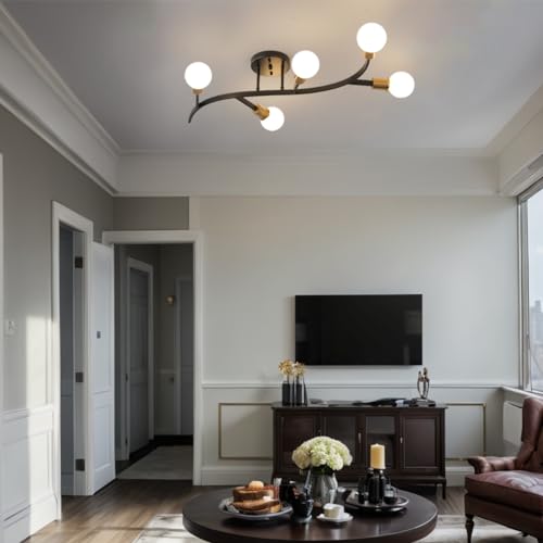 Black and Gold Modern Sputnik Ceiling Light Fixture 5