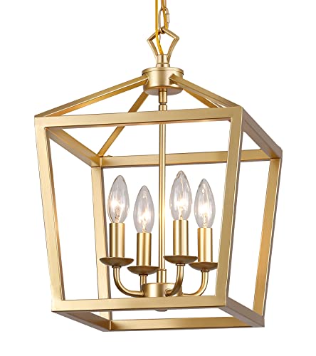 Gold Lantern Chandelier Hanging Pendant Light Fixture 4