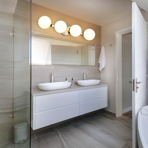Chrome Globe Bathroom Vanity Light Fixtures