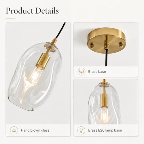 Glass Pendant Lights Kitchen Island Modern Gold Organic Clear Glass Light