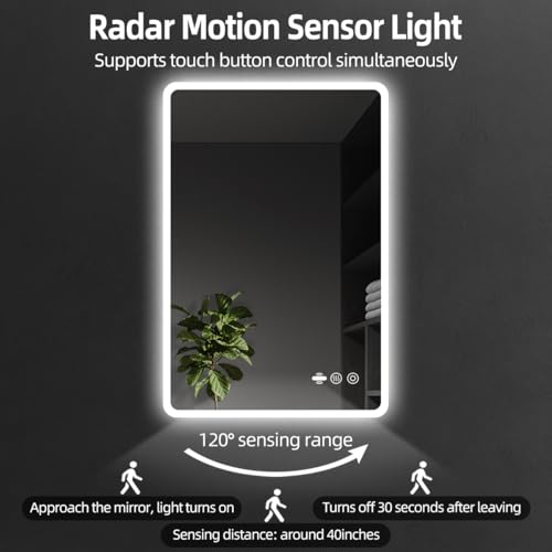 24"X36" LED Mirror for Bathroom with Motion Sensor