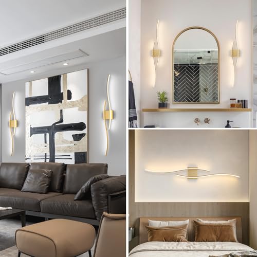 Modern LED Wall Sconce Set of Two with Remote Control (2 Count)