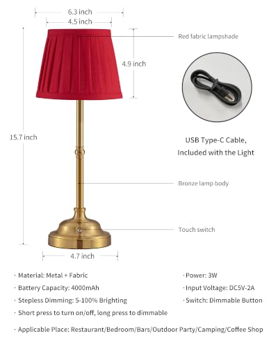 Gold Cordless LED Table Lamps Set of 2 (2 Count)