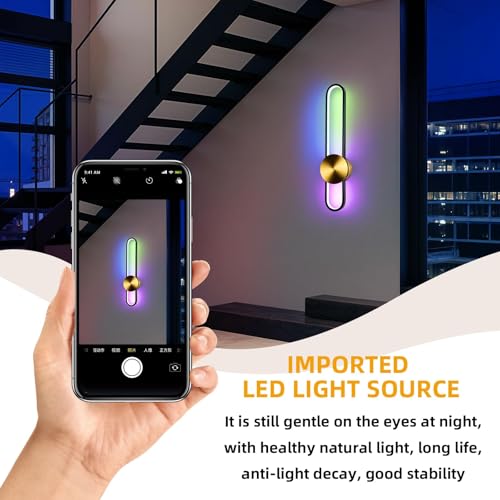 RGB Modern Wall Sconce Dimmable LED Wall Light Fixture with Remote & APP