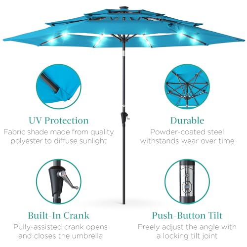 10ft 3 Tier Solar Patio Umbrella