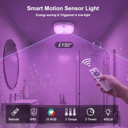 IP65 Motion Sensor Shower Ceiling Light 10000mAh 18 Colors