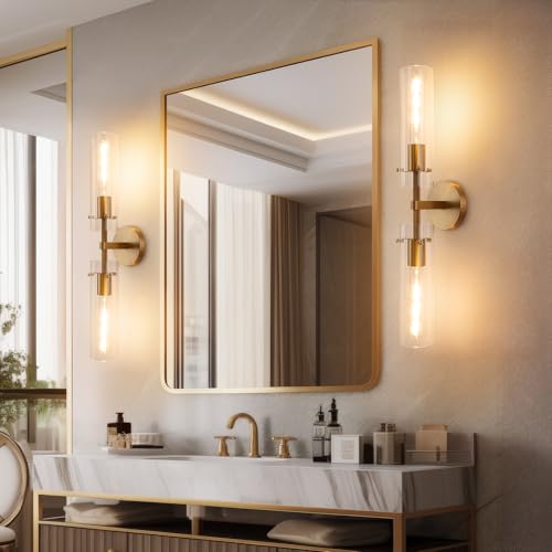 Brass Gold 2 Light Knurled Wall Sconce