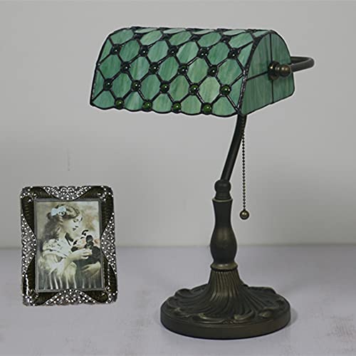 Tiffany Style Bankers Table Lamp Stained Glass Piano Desk Lamp Vintage Bedroom Bedside Lamp for Study