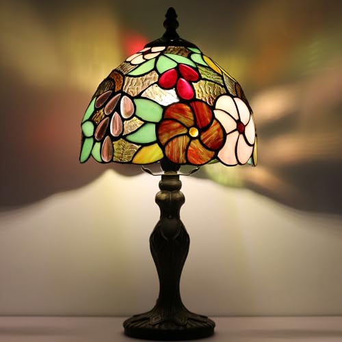 Small Tiffany Table Lamp 15" Stained Glass Lamp Purple Grapes Style