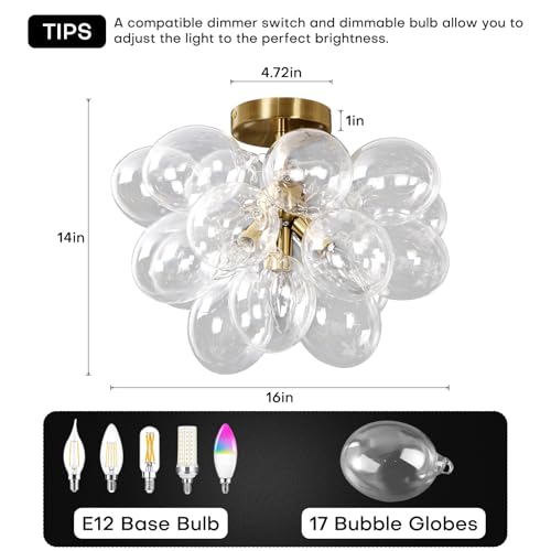 Mid Century Modern Semi Flush Mount Chandelier