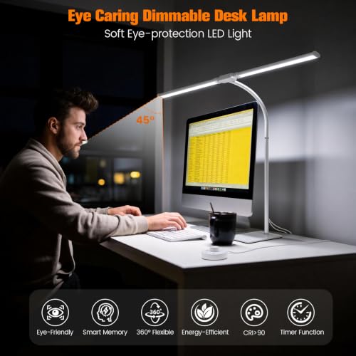 Desk Lamp for Home Office (White)